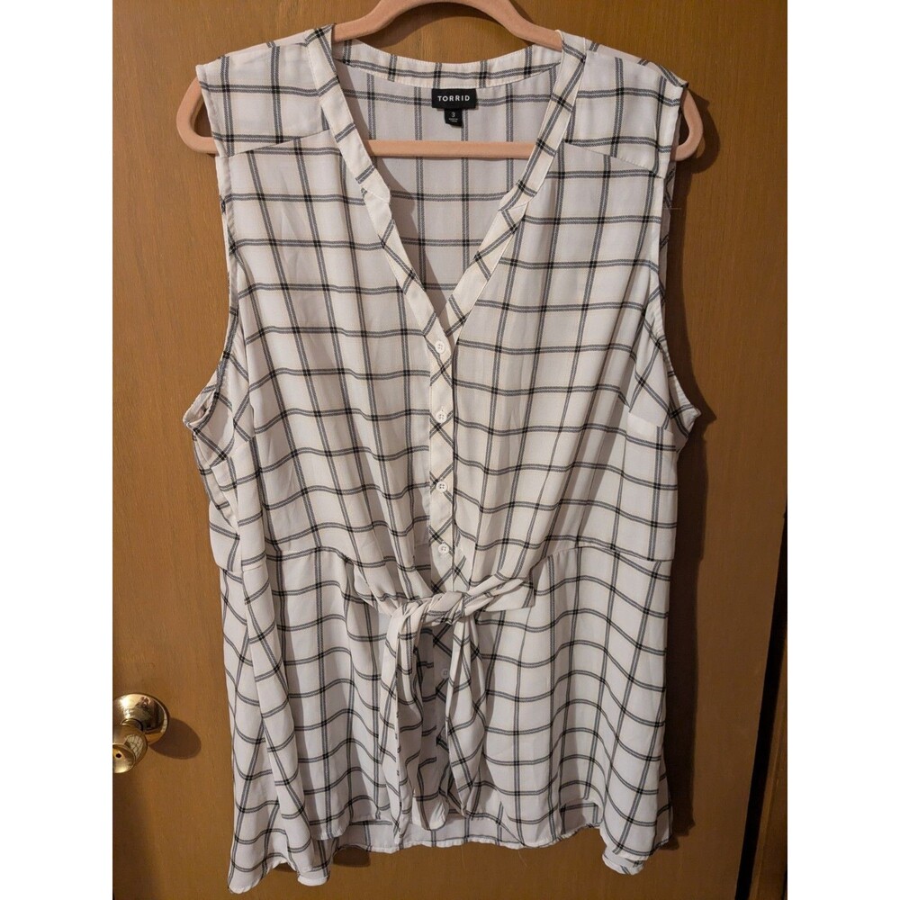 Torrid 3x Peplum Georgette Button & Tie Front Shirt